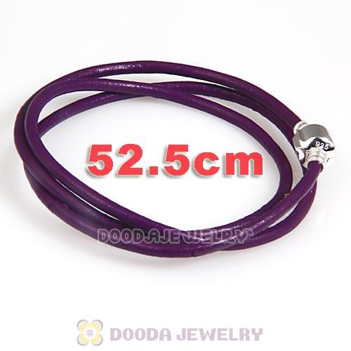 52.5cm European Purple Triple Slippy Leather Intuition Bracelet
