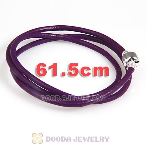 61.5cm European Purple Triple Slippy Leather Intuition Bracelet