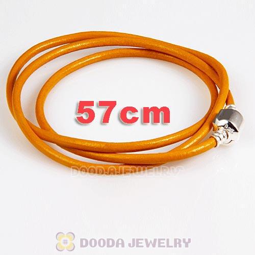 57cm European Yellow Triple Slippy Leather Sunny Bracelet
