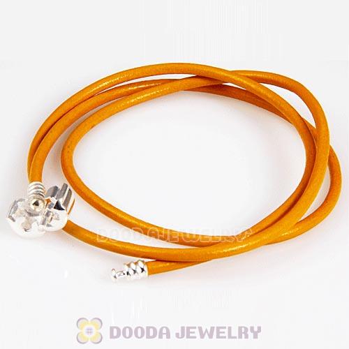 61.5cm European Yellow Triple Slippy Leather Sunny Bracelet