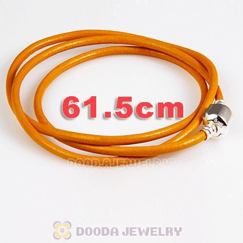 61.5cm European Yellow Triple Slippy Leather Sunny Bracelet