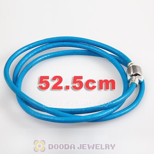 52.5cm European Teal Triple Slippy Leather Balance Bracelet