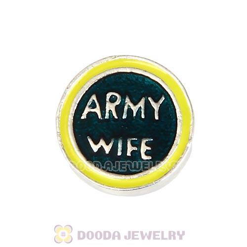 Alloy ARMY WIFE Enamel Floating Locket Charms Wholesale