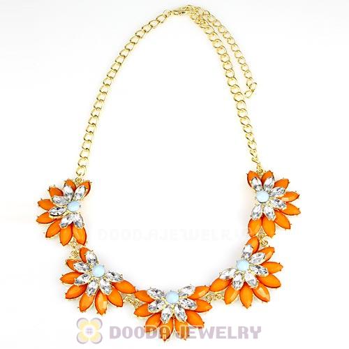 Resin Rhinestone Crystal Lotus Choker Bib Necklace Wholesale