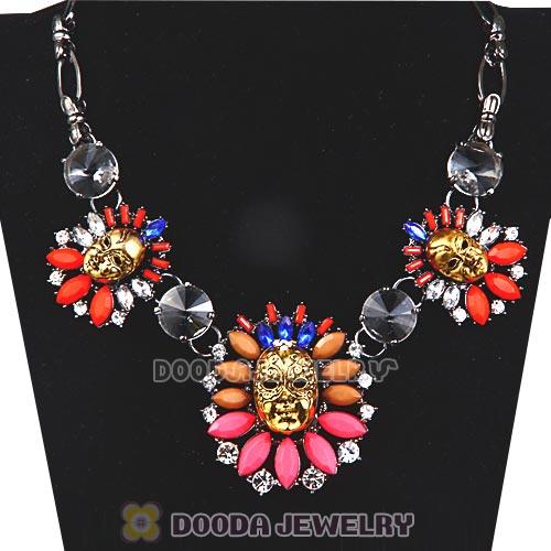 2013 Design Multi Color Resin Crystal Skull Heads Statement Necklaces Wholesale