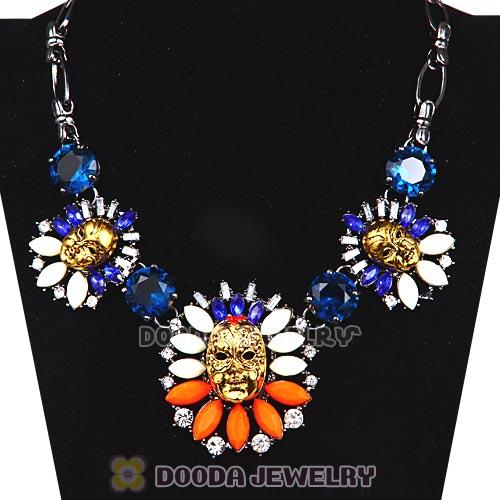 2013 Design Multi Color Resin Crystal Skull Heads Statement Necklaces Wholesale