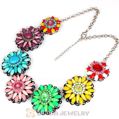 2013 Design Lollies Multi Color Resin Crystal Flower Necklaces Wholesale