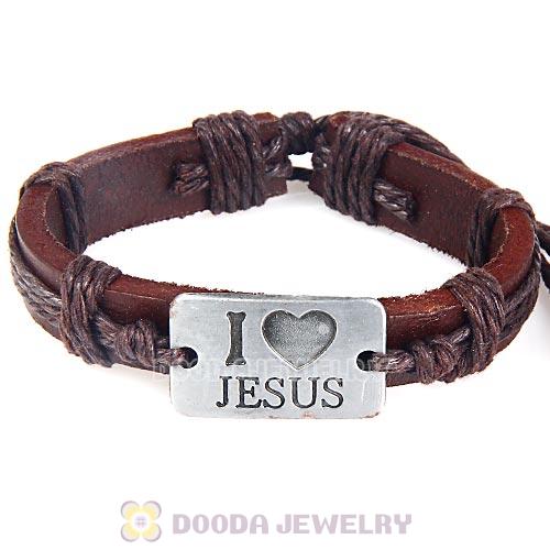 Fashion Wristbands Friendship Handmade I LOVE JESUS Leather Bracelets Wholesale