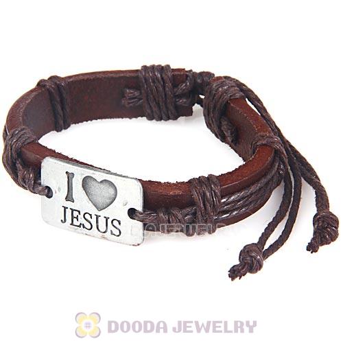 Fashion Wristbands Friendship Handmade I LOVE JESUS Leather Bracelets Wholesale