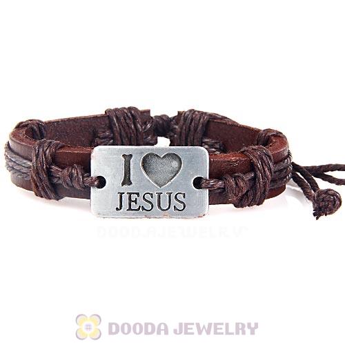 Fashion Wristbands Friendship Handmade I LOVE JESUS Leather Bracelets Wholesale