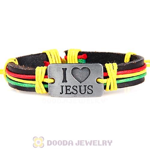 Fashion Wristbands Friendship Handmade I LOVE JESUS Leather Bracelets Wholesale