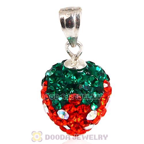 10X11mm Sterling Silver Czech Crystal Strawberry Pendants Wholesale