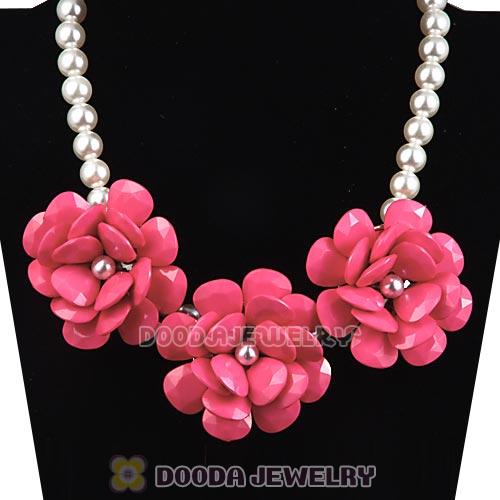 2013 Roseo Resin Flower Rose Imitate Pearl Necklaces Wholesale