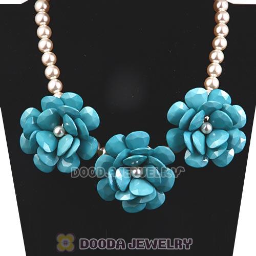 2013 Turquoise Resin Flower Rose Imitate Pearl Necklaces Wholesale