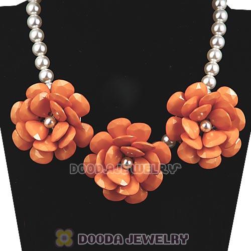 2013 Yolk Yellow Resin Flower Rose Imitate Pearl Necklaces Wholesale