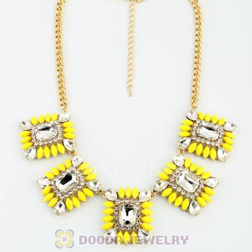 2013 Design Lollies Yellow Resin Crystal Statement Necklaces Wholesale