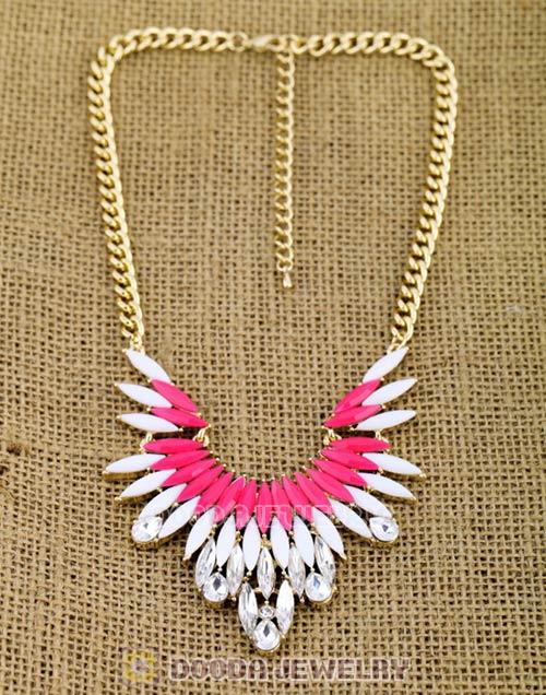 2013 Design Lollies Roseo and White Resin Crystal Pendant Necklaces Wholesale