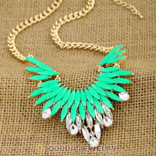 2013 Design Lollies Green Resin Crystal Pendant Necklaces Wholesale