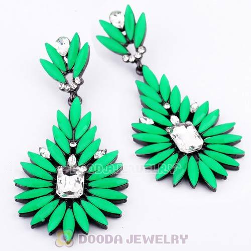 2013 Design Fashion Lollies Green Crystal Flower Stud Earrings
