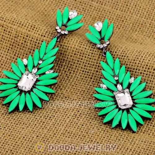 2013 Design Fashion Lollies Green Crystal Flower Stud Earrings Wholesale