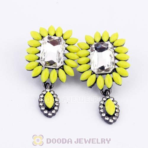 2013 Design Fashion Lollies Yellow Crystal Flower Stud Earrings