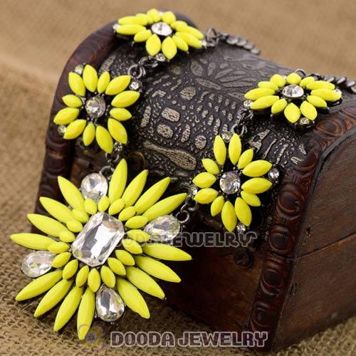 2013 Design Lollies Yellow Resin Crystal Statement Necklaces Wholesale
