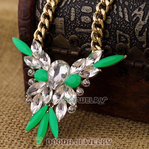 2013 Design Lollies Green Resin Crystal Pendant Necklaces Wholesale