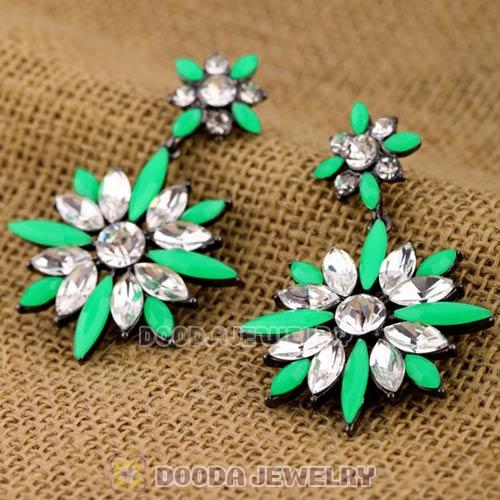 2013 Design Lollies Green Crystal Flower Chandelier Earrings