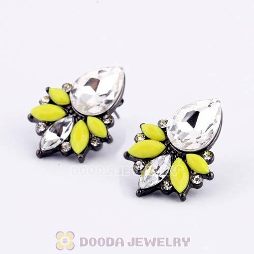 2013 Design Lollies Yellow Crystal Stud Earrings
