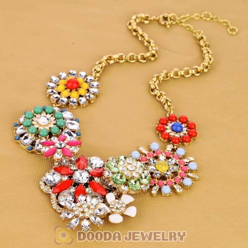 2013 Design Multi Color Resin Crystal Flower Statement Necklaces Wholesale