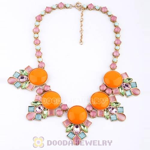 Bohemian style Multi Color Resin Crystal Flower Statement Necklaces Wholesale