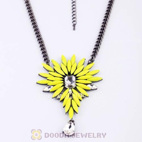 2013 Design Lollies Yellow Resin Crystal Flower Pendant Necklaces Wholesale