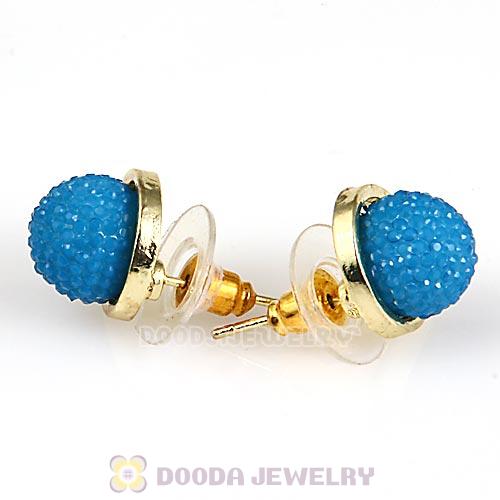 Fashion Gold Plated Blue Bubble Stud Earring Wholesale