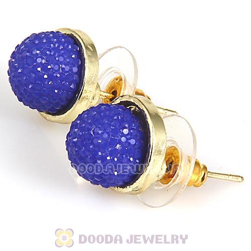 Fashion Gold Plated Dark Blue Bubble Strawberry Stud Earring Wholesale