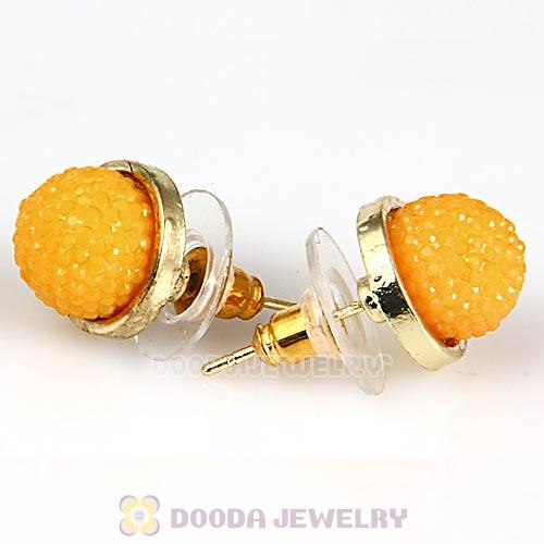 Fashion Gold Plated Yolk Yellow Bubble Strawberry Stud Earring Wholesale