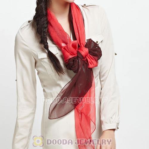 Mulberry Silk Scarves Digital Painting Red Fade Flower Pashmina Shawls Wholesale