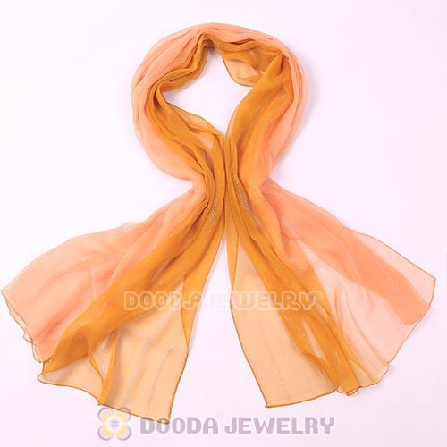 Mulberry Silk Scarves Digital Painting Yellow Fade Pashmina Shawls Wholesale