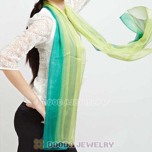 Mulberry Silk Scarves Digital Painting Green Fade Pashmina Shawls Wholesale