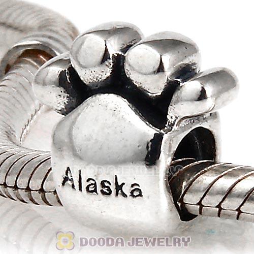 925 Sterling Silver European Paw Print Beads with Screw Thread