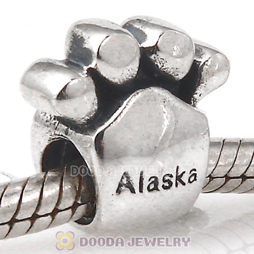 925 Sterling Silver European Paw Print Beads with Screw Thread