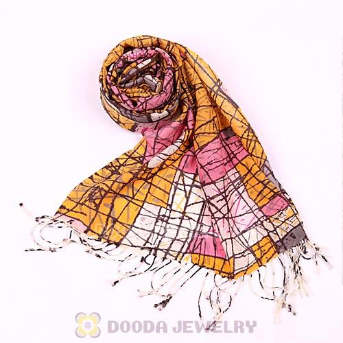 Urban Retro Wool Scarves Digital Painting abstract conception lines Pashmina Shawl