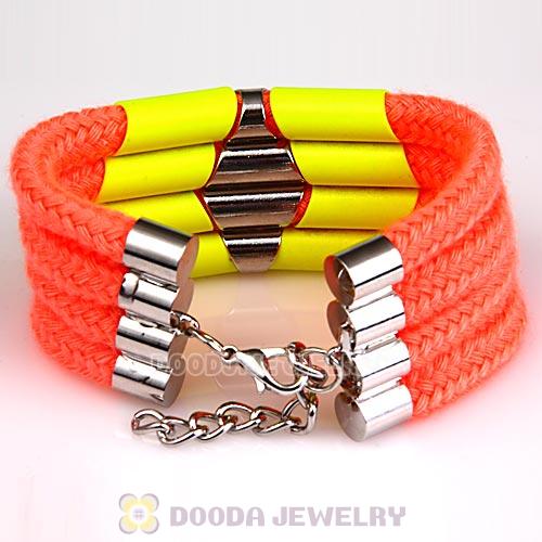 Fluorescence Orange Cord and Crystal Bracelet