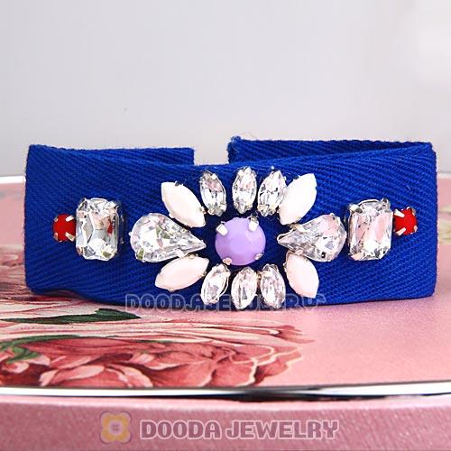 Fashion Blue Cloth and Crystal Bracelets Wholesale