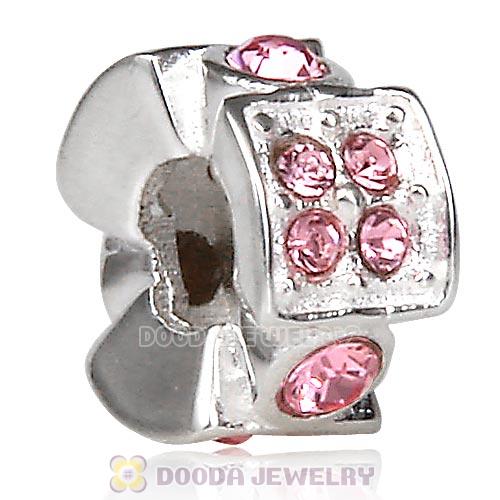 European Sterling Silver Radiance Beads with Light Rose Austrian Crystal