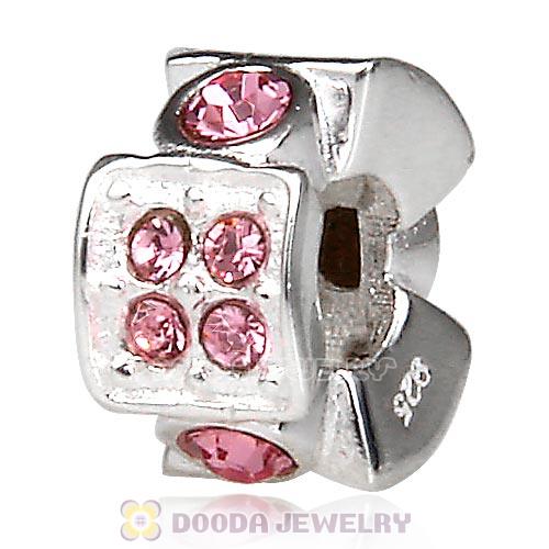 European Sterling Silver Radiance Beads with Light Rose Austrian Crystal