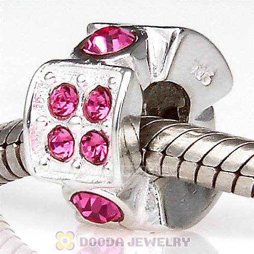 European Sterling Silver Radiance Beads with Rose Austrian Crystal
