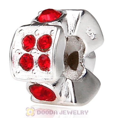 European Sterling Silver Radiance Beads with Light Siam Austrian Crystal