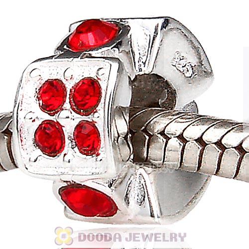 European Sterling Silver Radiance Beads with Light Siam Austrian Crystal