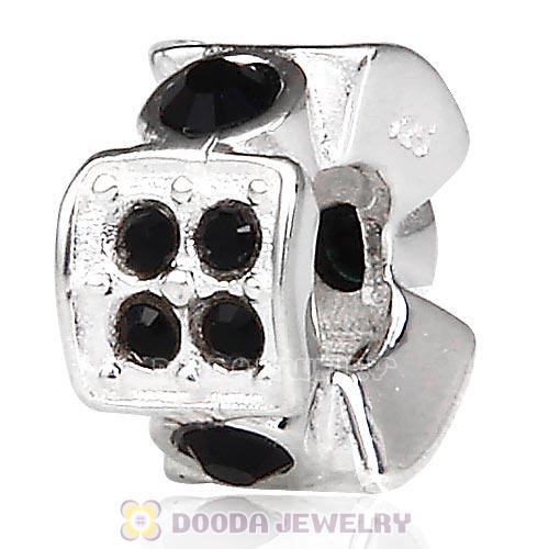 European Sterling Silver Radiance Beads with Jet Austrian Crystal