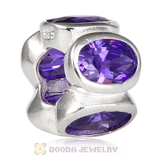 S925 Sterling Silver Charms with Purple Stone